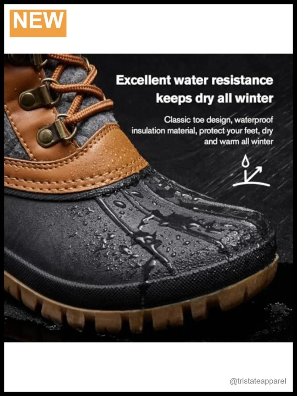 Women's Waterproof Snow Boots with Buckle Straps - Slip Resistant Winter Duck